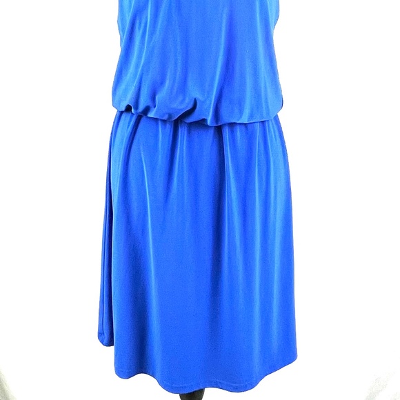 MSK Royal Blue Dress with Gold Tones Snake Chain Halter Top - Picture 4 of 11